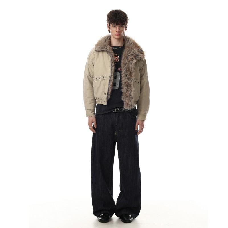 Magic Bear Winter Warm Puffer Jacket Fleece Lined Bomber Coat Street Style Couple Outwear