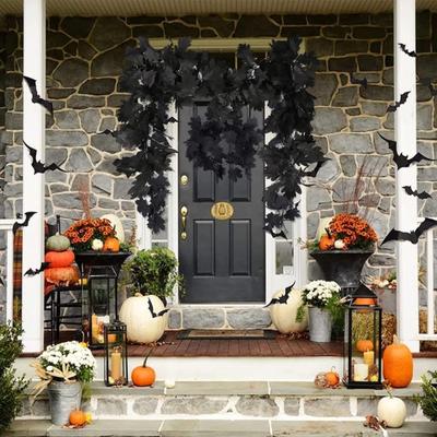 Yousheng 8FT Halloween Künstliche Chrysanthemenblattgirlande UV-beständig Herbst Weihnachten Erntedankfest Erntefest Kaminsims Veranda Innen Außen