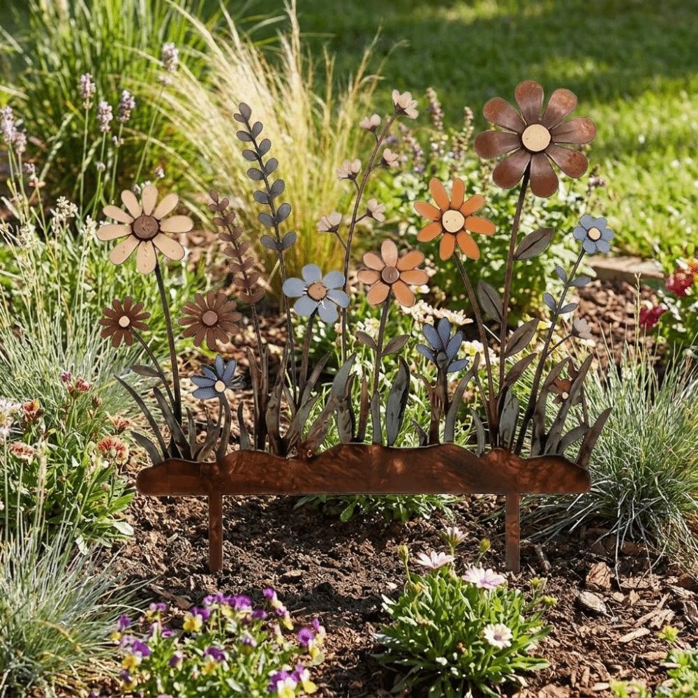 Acrylic 2D Imitation Rusty Garden Pile Retro Garden Plug Creative Ground Stakes Fence