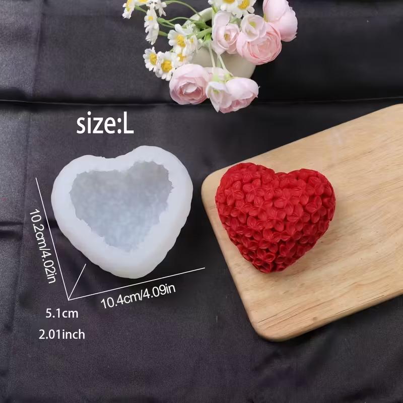 3D Love Flower Silicone Candle Mold Kit DIY Valentine's Day Heart Scented Soap Mold Plaster Resin Chocolate Baking Wedding Party