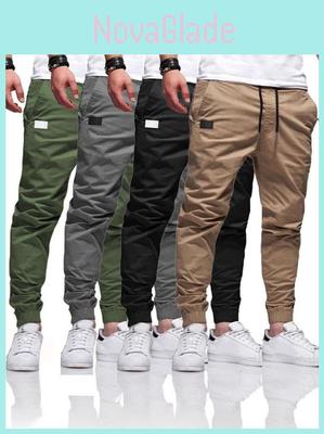 Men Cargo Pants With Drawstring For Casual Wear In Cotton Blend Fabric For Youth