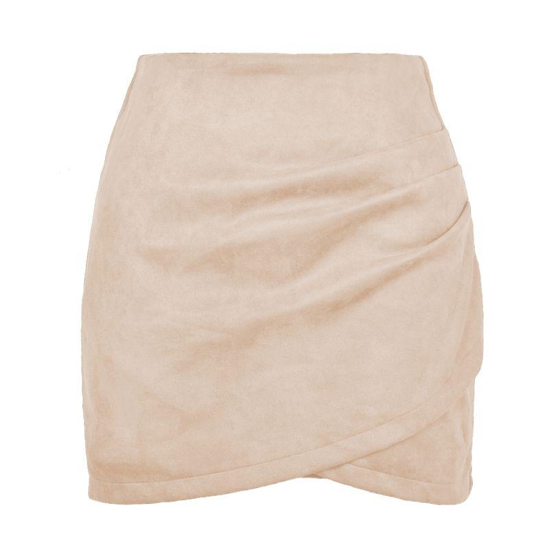 Solid Color Pleated Hip Hugging Skirt Women's Pure Color Ruffle Hip Skirt