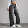 2026 Spring/Summer Women's Plus Size Retro Wide-Leg Denim Pants with Pockets