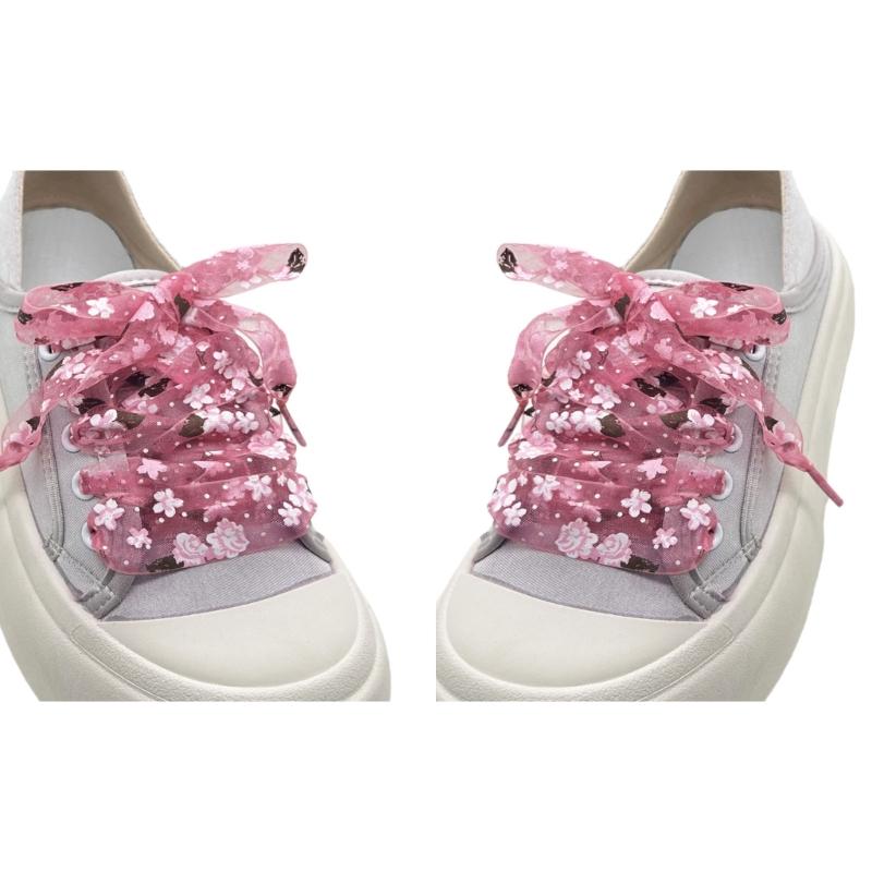 Organza Printed Transparent Shoe Laces For Sneakers Casual Shoes Universal Fit Breathable Lightweight Design