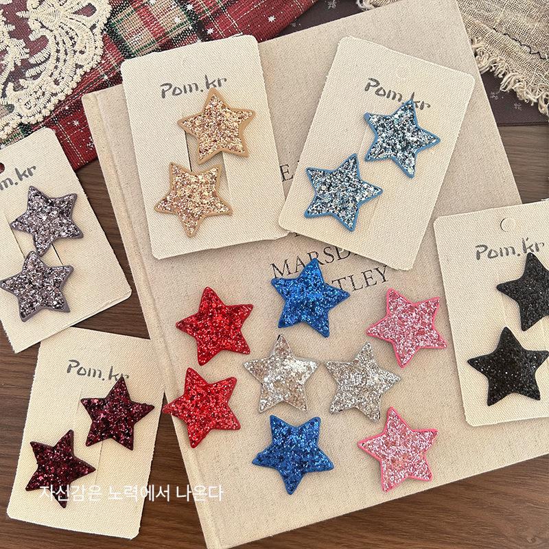 Neuer Süßer und Niedlicher Kinderstil Feiner Glitzernder Fünfzackiger Stern Herz Mode Haarspange Paillettenstern Gebrochene Haarspange Mädchen Haaraccessoire