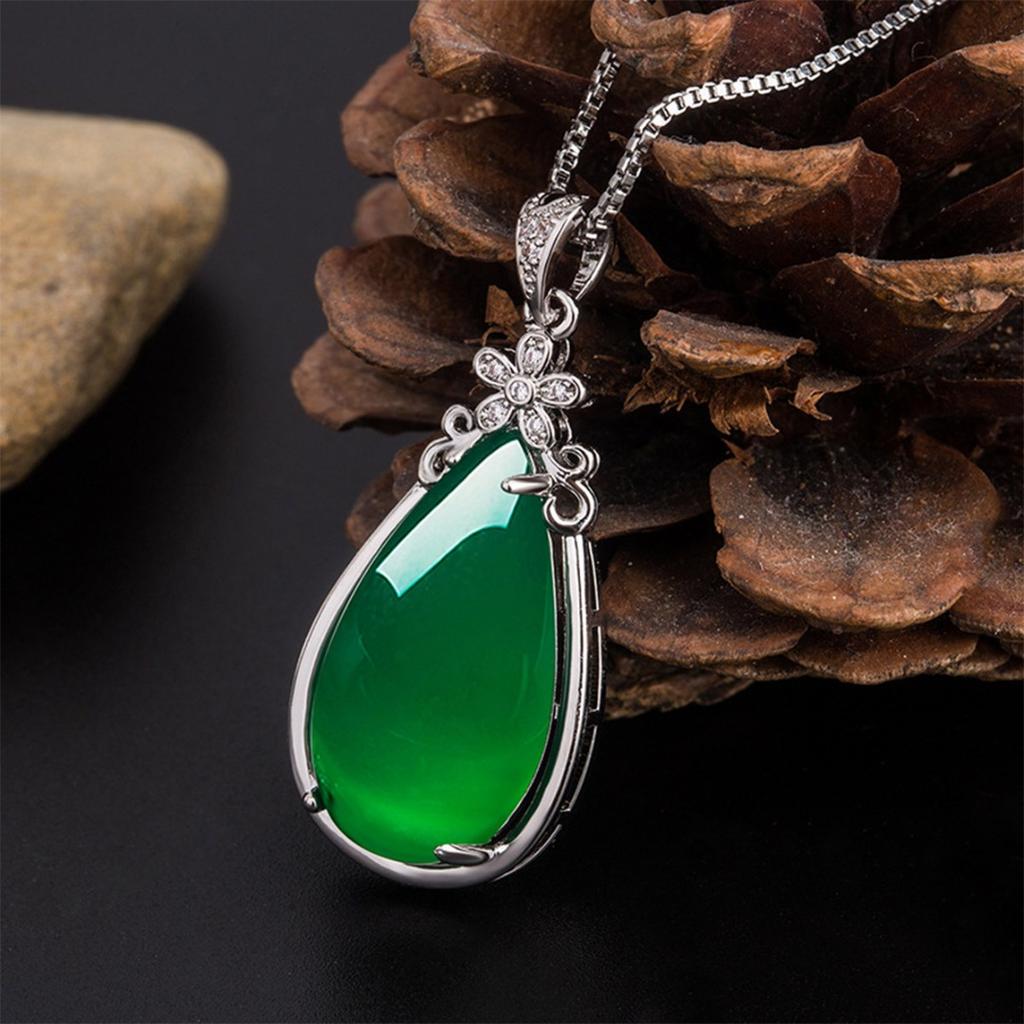 Křišťálový květ Waterdrop Jade přívěsek Stříbrný řetízkový náhrdelník Dámské šperky dárek