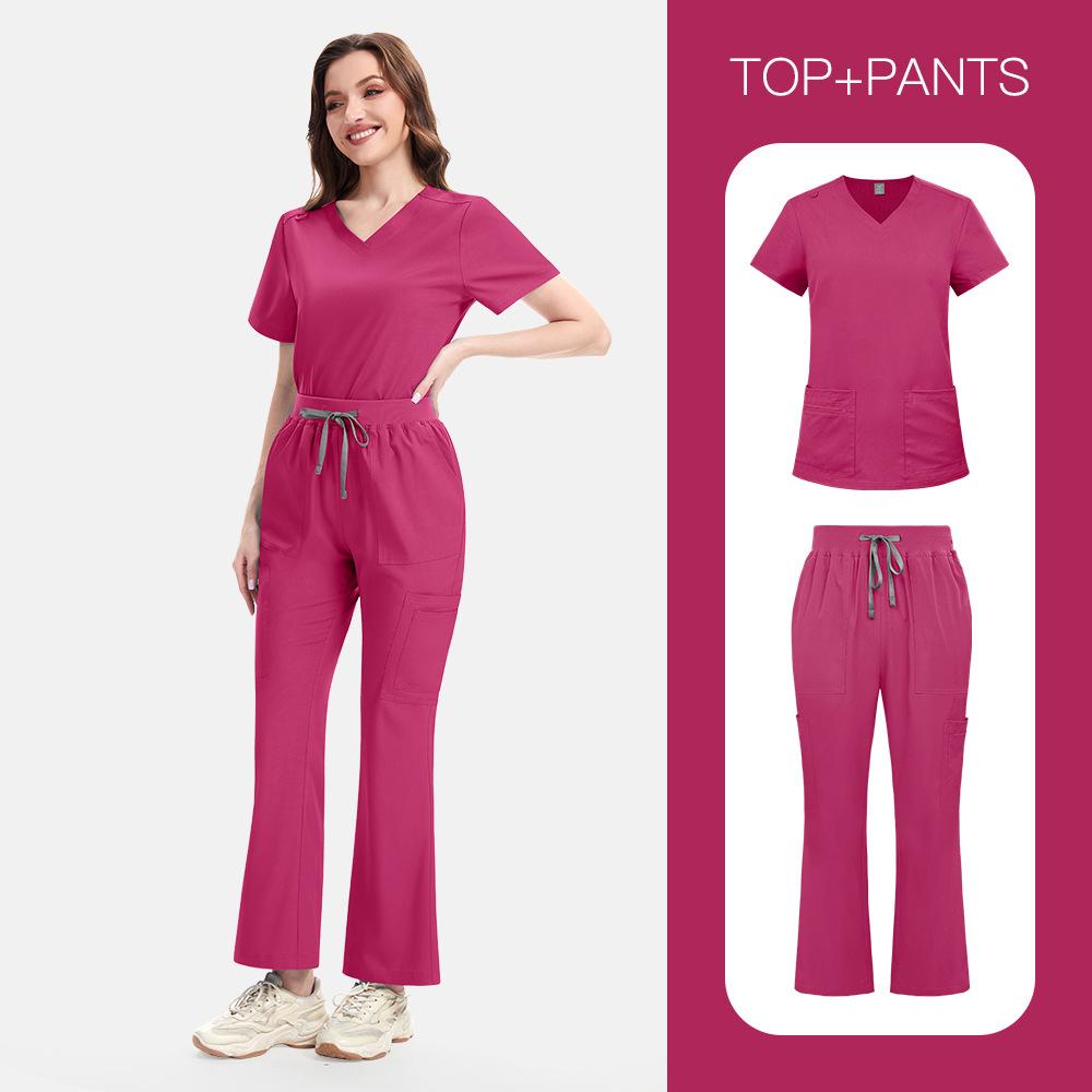 Running Suit Unisex V-Neck Scrubs Set Breathable Workwear for Doctor Nurse Salon