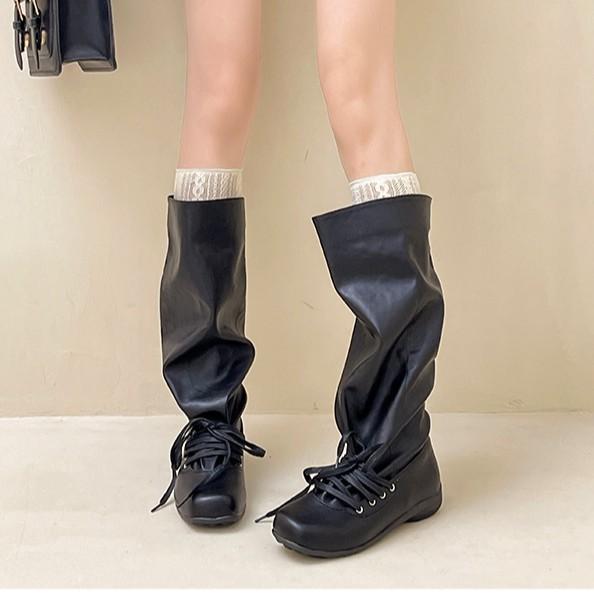 Retro Niche Design Sense British Style Thick Heel High Knight Boots Women's 2025 Autumn and Winter New Versatile Stacking Boots