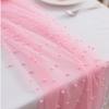 DIY Design 0.75*3M Table Flag Pearl Tulle Semi Transparent Table Runner Gauze Mesh Sheer Drapes Pearl Chiffon Birthday Party