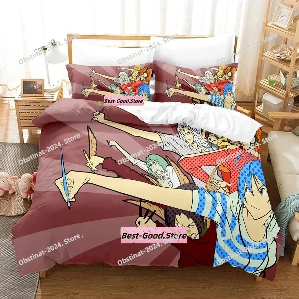 Bakuman Beding Set Printed Bed Linen Set With Pilowcase Soft Duvet Cover Soft Single Double Quen Super King-Sized Dimensionsd Dimensions Adult People
