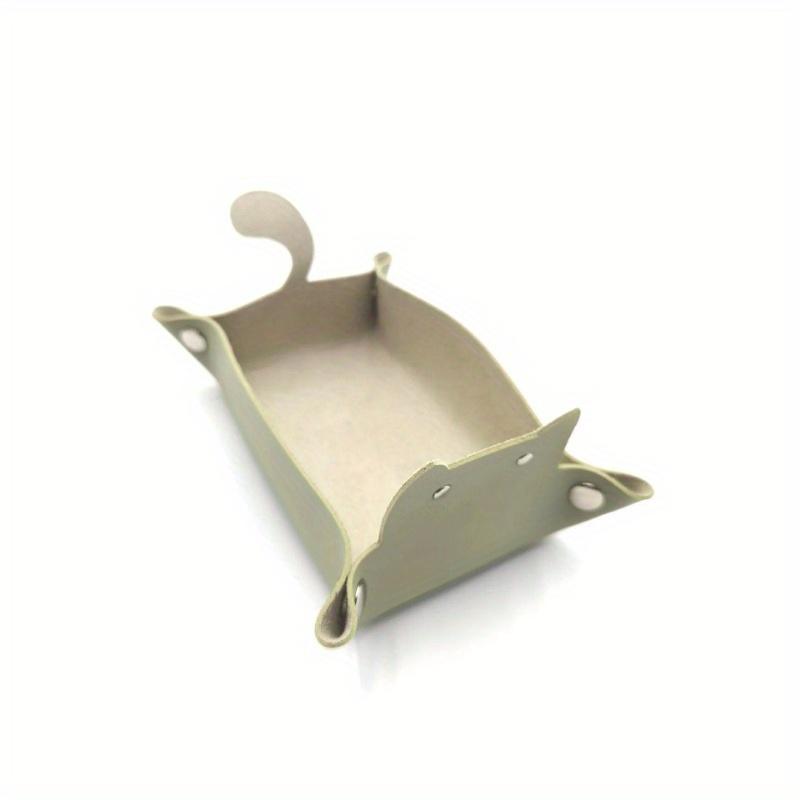 1pc Leather storage box desktop storage tray jewelry cosmetics key storage home storage basket