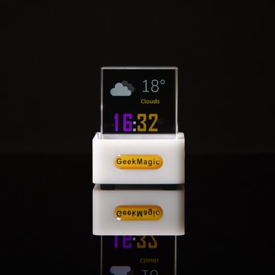 GIFTV Crystal Cube Photo Display Holographic Desktop Smart WIFI Weather Station Digital Clock with DIY GIF Animation Album Decor