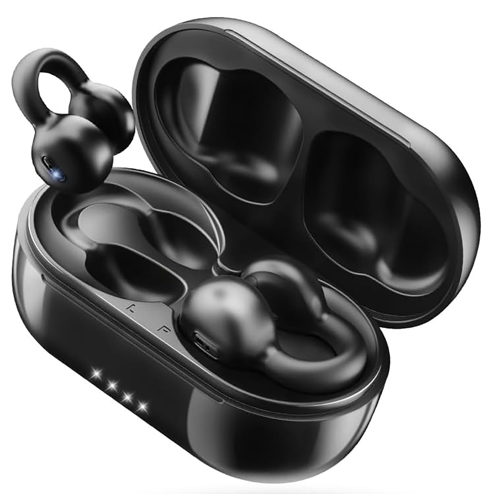 

Air Conduction Bluetooth Wireless Ear Cuff Earbuds with Open LED No Ear Automatic Instant Single or Separate Left and ENC Noise PX7 Perfect Gift for чёрный