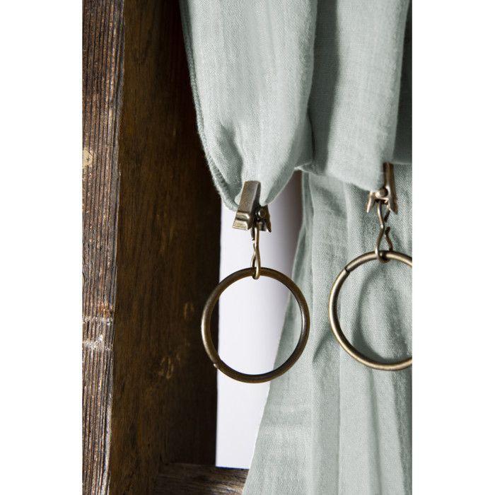 Rideau ajustable + 8 anneaux pince "Gaîa" 140 x 300 cm "Gaze de Coton" - Gaïa Eucalyptus