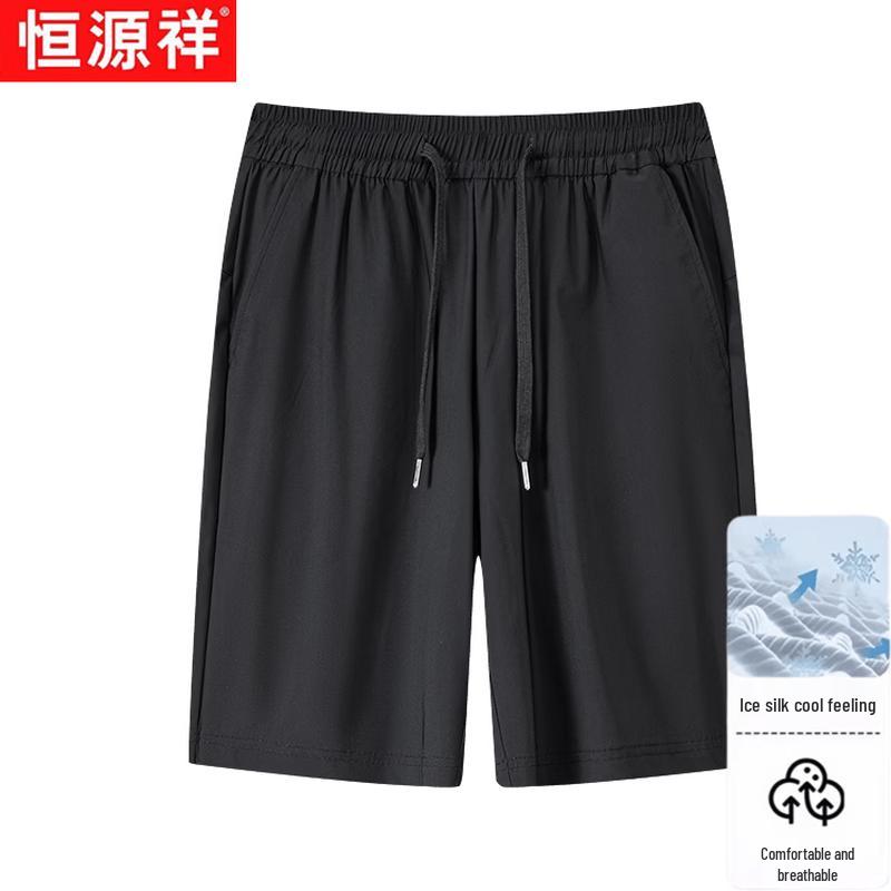 Hengyuanxiang Men s Breathable Ice Silk Summer Shorts M