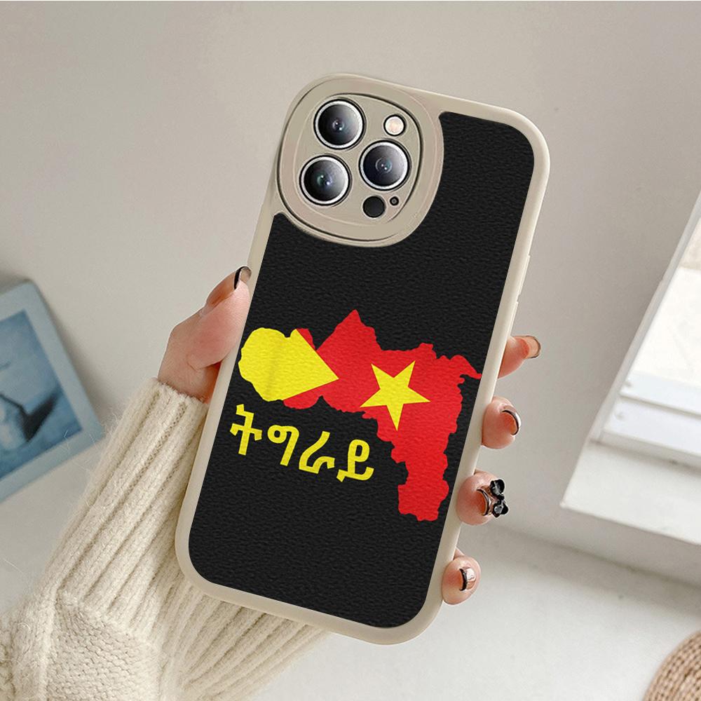 Custodia per telefono con bandiera del Tigray per iPhone 14 per iPhone 14 13 11 12 Pro MAX 13 12 MiNi 7 8 plus iphone 14MAX 13PRO XS XR Coperture in pelle di agnello