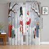 Christmas Gifts Snowman Printed Curtains Pole Bag Decorations Daily Home Room Curtain Made Of Polyester Washable
