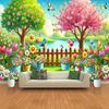 1pc Vibrant spring Garden party polyester banner, suitable for wall decoration, home and garden decoration