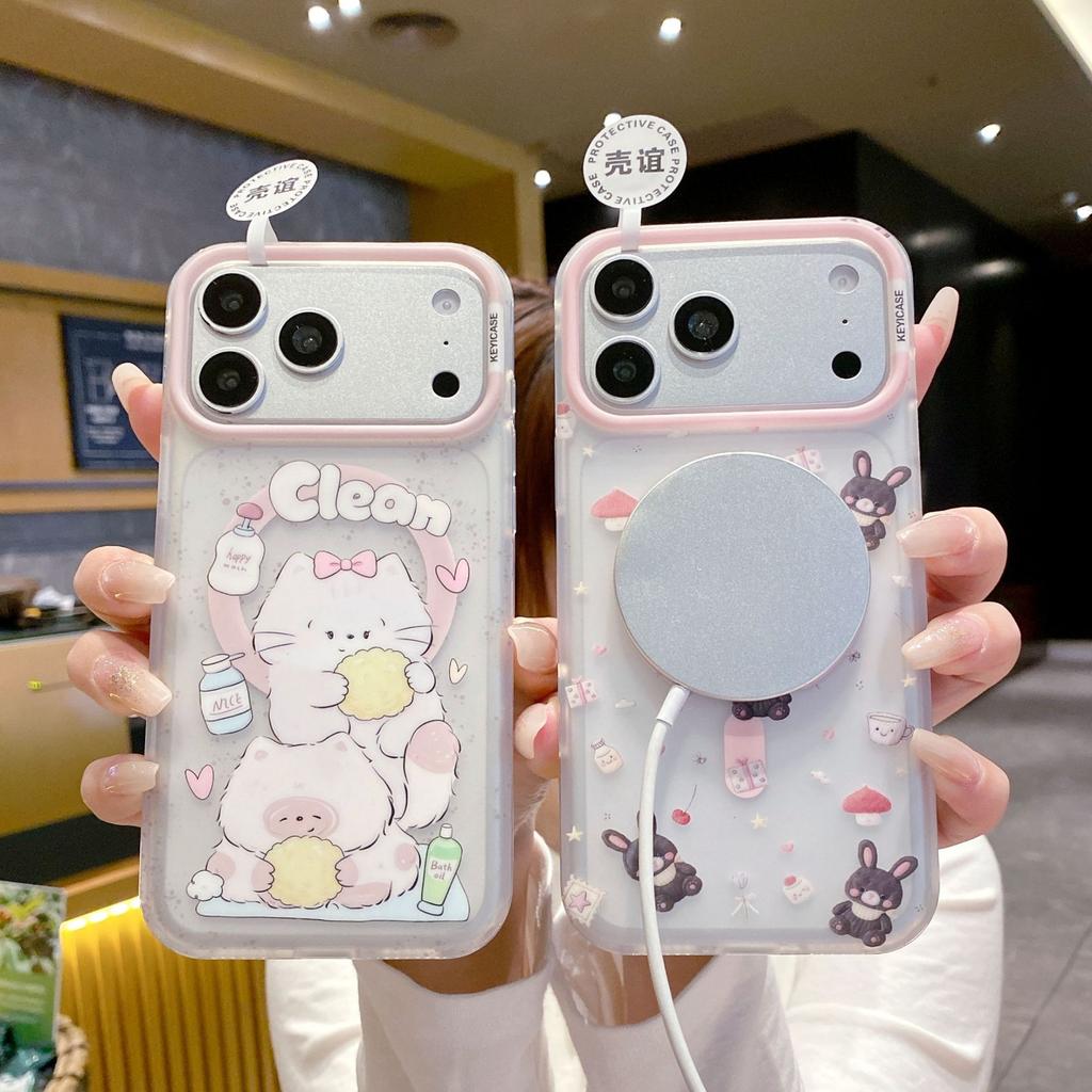 Applicable to the new iPhone Kameng magnetic suction series mobile phone case kitten rabbit pattern Apple 16 protective case