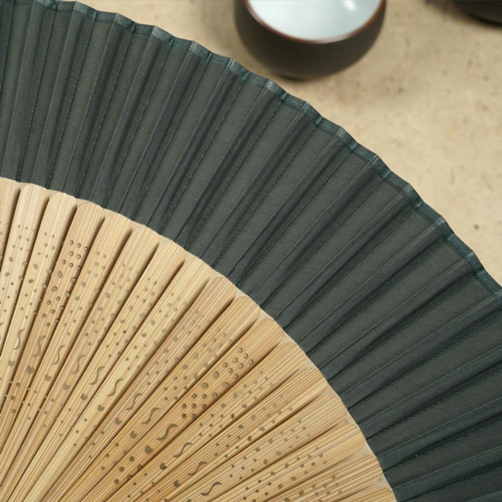 Home Decoration Carved Handle Bamboo Folding Fan Handhold Vintage Chinese Fan with Tassel Dance Fan Ladies