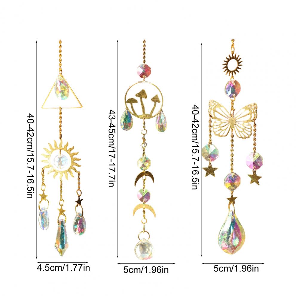 Faux Crystal Sun Catcher Decoration Butterfly Mushroom Moon Star Sun Hanging Ornament Indoor Outdoor Window Hanging Pendant