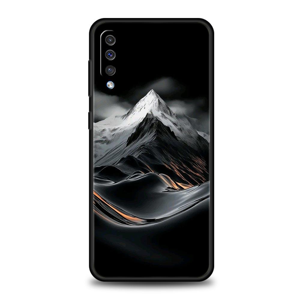 Black Mountain Peak Phone Case for Samsung Galaxy A56 A36 A26 A16 A34 A24 A42 A22 A20 A12 A40 A30 A10 5G Soft TPU Cover Shell