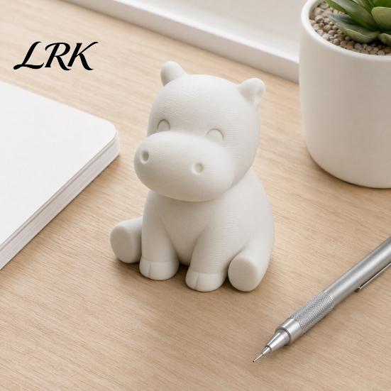 Healing Desk Decor 3D Printed Hippopotamus Statue, Mini Size Desktop Decoration, Solid Statue Matte White Finish Figurine for Home Office Hippo Shelf