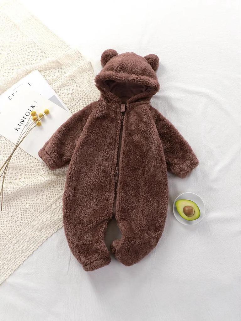 Macacão de Pelúcia para Recém-Nascidos: Macacões e Pijamas com Zíper Quentes para Outono/Inverno