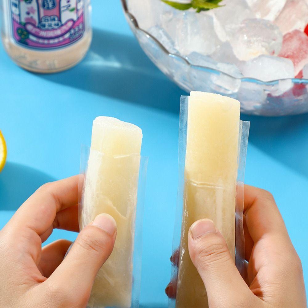 20/40pcs Transparent Ice Cream Bag Reusable Ice Popsicle Bags with Funnel Zip Lock Ice-Making Bags for Summer