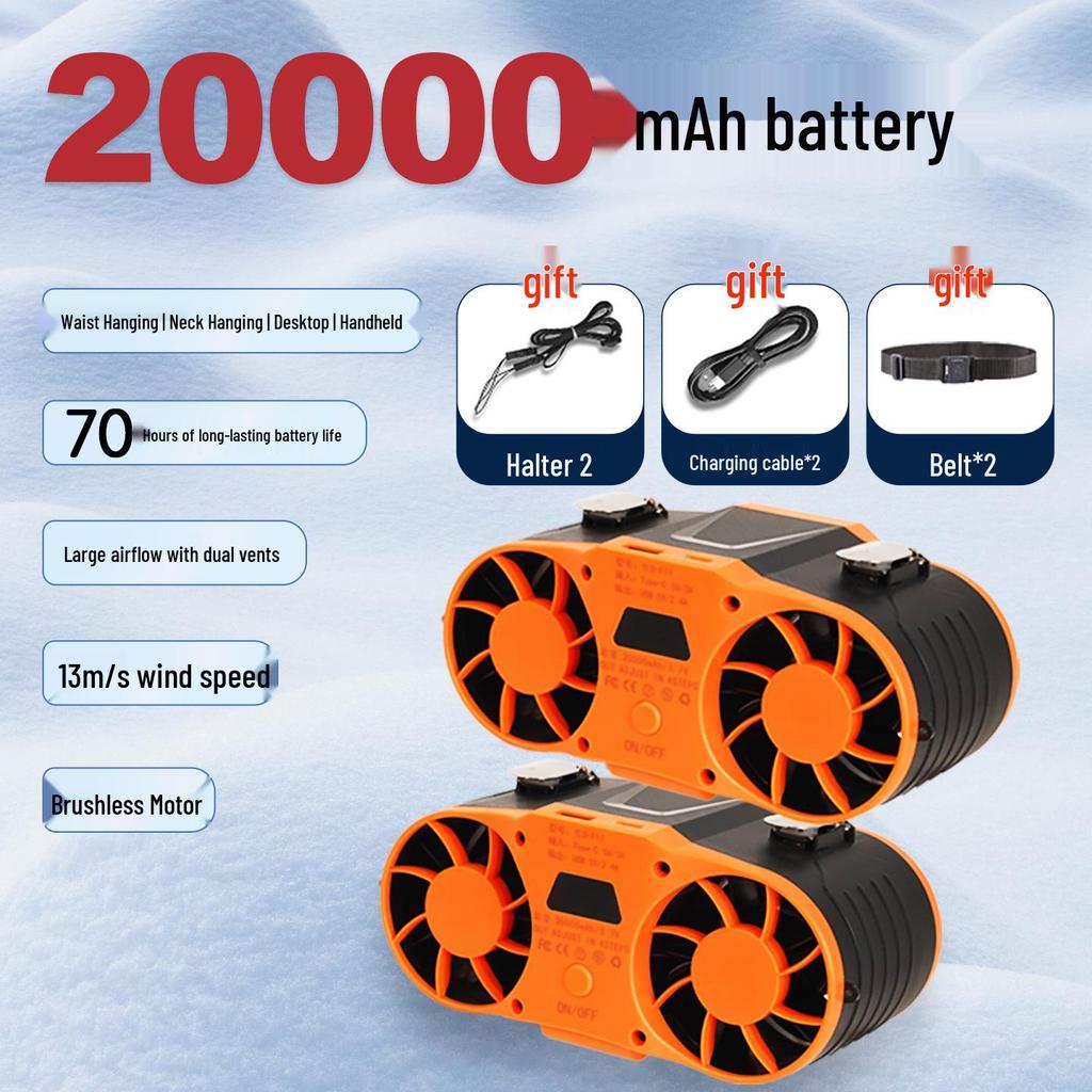 Portable Waist-Mounted Cooling Fan for Outdoor Construction