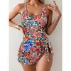 Charming Slit Skirt Knot Flower Design Slim Waist Backless Bikini Swimsuit For Beach Vacation