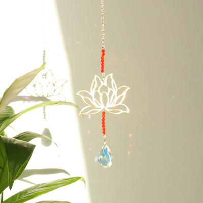 Goldene Lotus Kristall Sonnenfänger DIY Gartendekoration T112