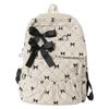 Corduroy Backpack Large Capacity Bow Print Backpack Student Schoolbag