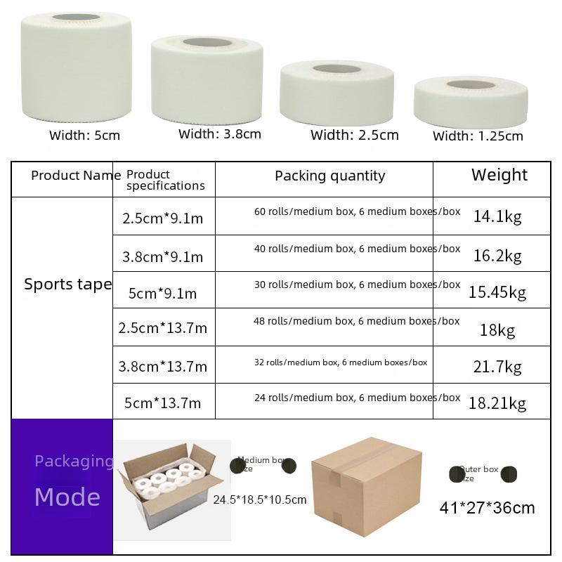 Biała bawełniana taśma sportowa do wsparcia palca, nadgarstka, łydki i kostki