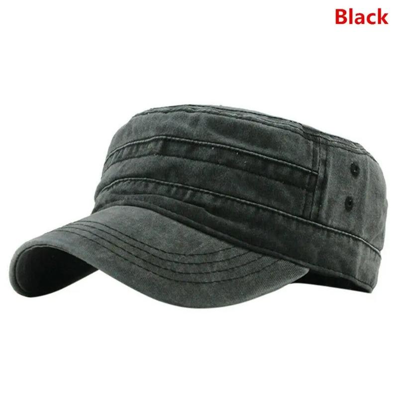 Washed Cotton Patrol Cap Unisex Retro Flat Top Cadet Hat Breathable Adjustable Casual Streetwear Outdoor Sports Sun Hat For Men