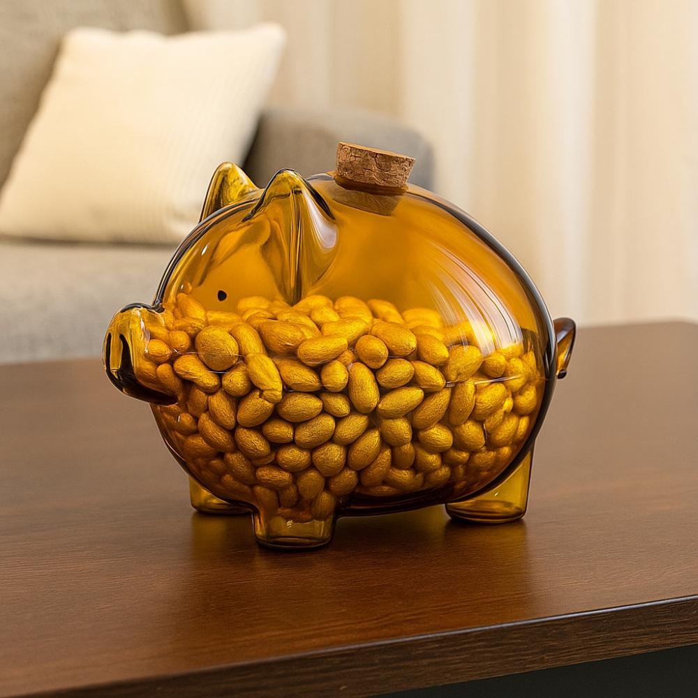 Cartoon Sparschwein Transparentes Glas Sparschwein Mehrzweck Münz Sparbox Kinder Sparen
