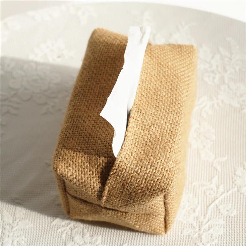 Vintage Aesthetic Tissue Box Container Embroidery Japanese Napkin Holder Portable Toilet Paper Holders Kitchen Organization
