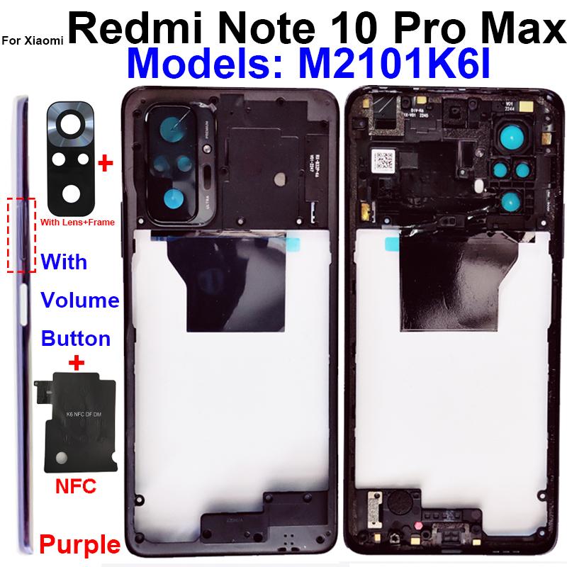 Per Xiaomi Redmi Note 10 Pro Max Telaio Centrale Supporto Cornice con Tasti Laterali Volume Cover Alloggiamento NFC