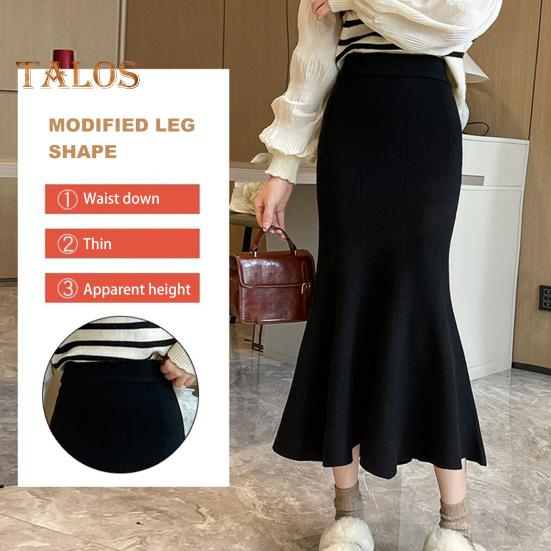 

Юбка-рыбий хвост, эластичная юбка с высокой талией и запахом на бедрах, однотонная длинная трикотажная юбка для офиса и отдыха хаки