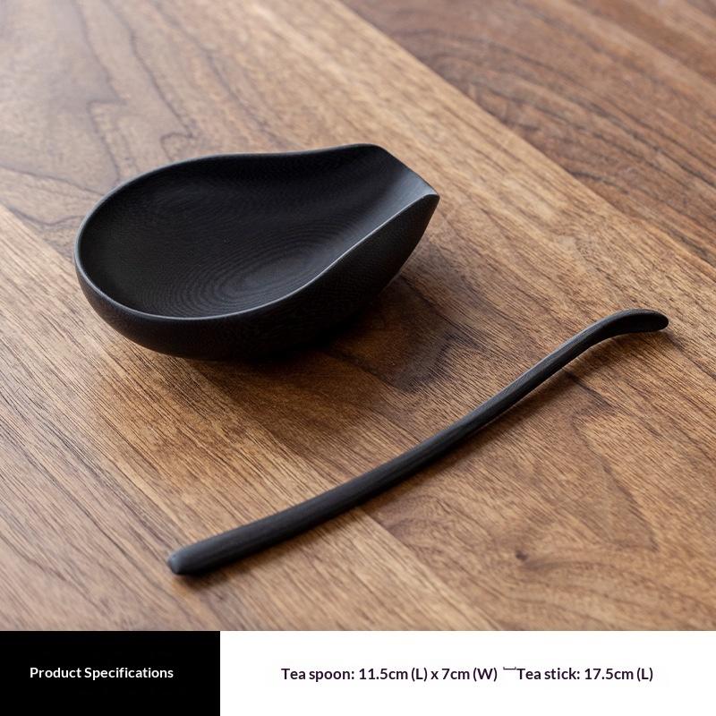 Black Bakelite Tea Scoop Two-Piece Set Six Gentlemen Tea Ceremony Accessories wooden scoop