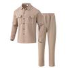Men's Double Pocket Lapel Jacket Casual Sports Long Sleeve Jacket Pants Set