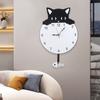 Quiet Movement Acrylic Pendulum Wall Clock with Funny Cats Fish Design Arabic Numerals for Living Room Bedroom Decors