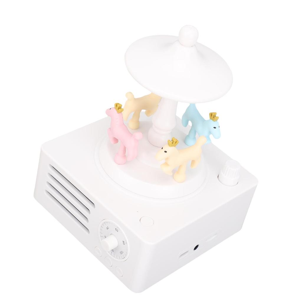 Innovative Speaker Rotating Horse Decor Music Box Bluetooth Small Memory Card AUX Playback 360 Degree Stereo Sound