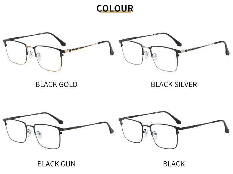 Armação de Óculos Plano Masculina Ultraleve Anti-Luz Azul com Haste de Mola, Pronta para Lentes de Grau para Estilo de Negócios