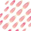 Classic Yellow French Red Floral Almond Shaped Wearable False Nails