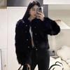 Autumn and winter new Korean version black imitation fox fur coat women's loose toka plush short coat