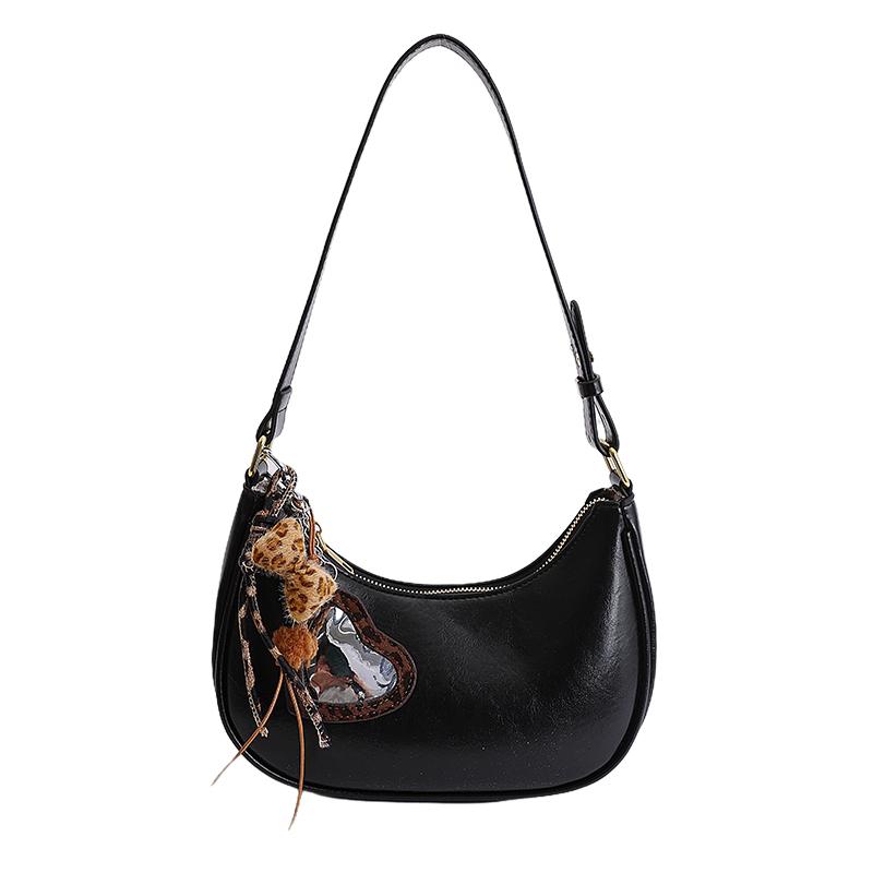 

Retro Zipper Solid Color PU Large Capacity Shoulder Bags for Women 2026 High Quality Durable Commuting Versatile Crossbody Bags чёрный