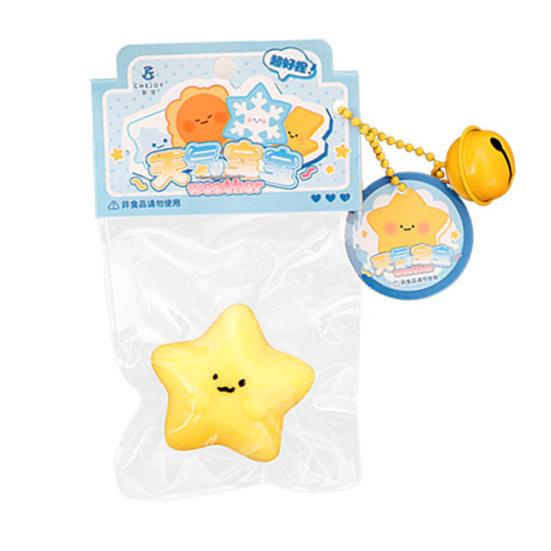 Cartoon Weather Squeeze Toy with Bell Ball Chain Stress Relief Slow Rising Star Moon Snowflake Cloud Sensory Fidget Toy Decompression Gadget