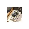 PINDOWS Men's Diamond Business Dress Analog Quartz Watch Waterproof Luminous Date Two-Tone Stainless Steel Band Classic Fashion Watch