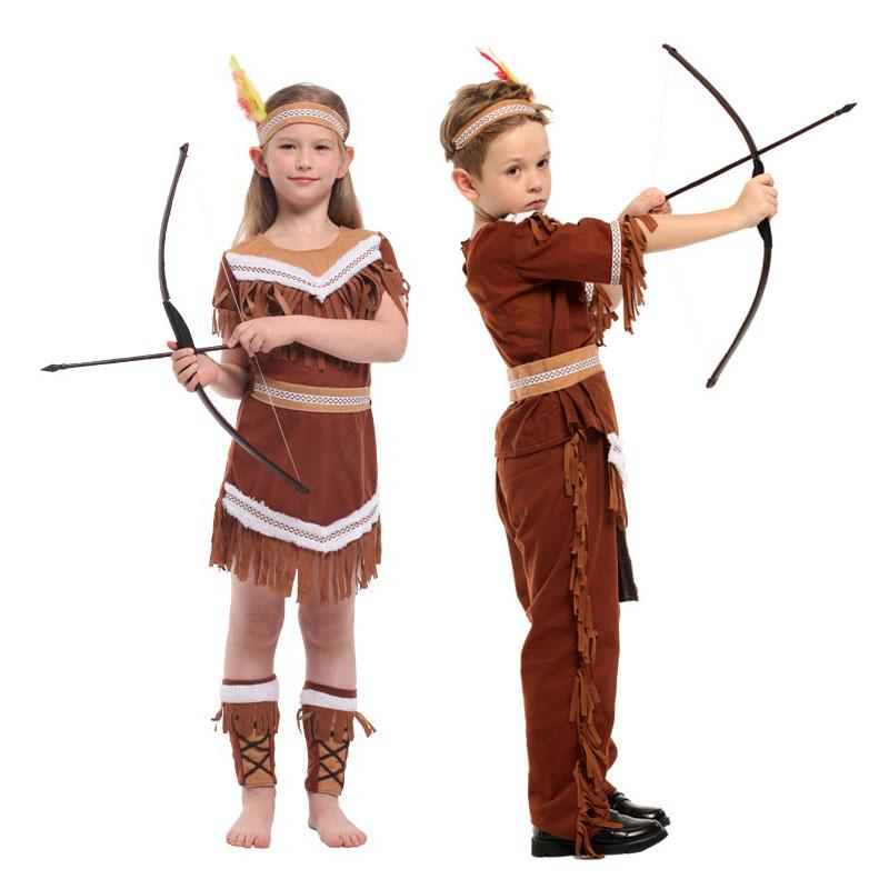 Halloween Indian Princess Costumes Kids Girls Pocahontas Huntress Costume Purim Party Mardi Gras Fancy Dress